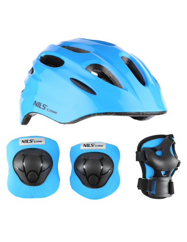 КОМПЛЕКТ С КАСКА И ПРОТЕКТОРИ СИНИ РАЗМЕР S NILS EXTREME