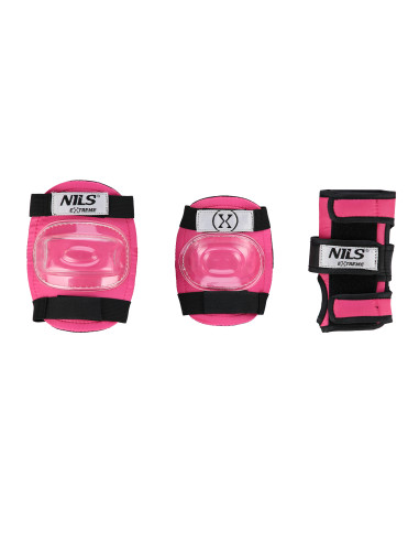 КАСКА С ПРОТЕКТОРИ КОМПЛЕКТ РОЗОВА РАЗМЕР S NILS EXTREME