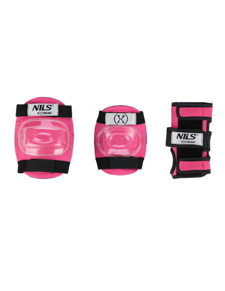 КАСКА С ПРОТЕКТОРИ КОМПЛЕКТ РОЗОВ РАЗМЕР M NILS EXTREME