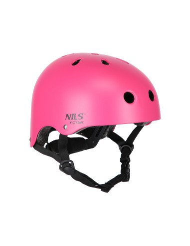 КАСКА С ПРОТЕКТОРИ КОМПЛЕКТ РОЗОВ РАЗМЕР M NILS EXTREME