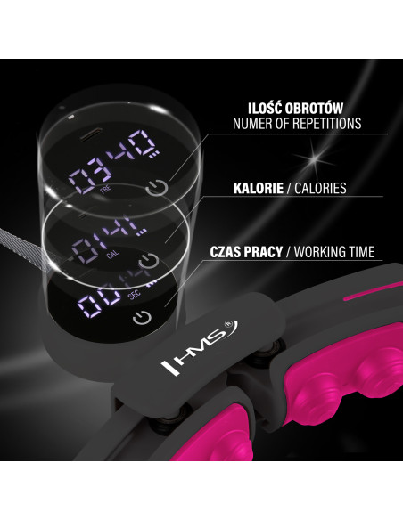 HULA HOOP ЧЕРЕН/РОЗОВ С МАГНИТИ, ТЕЖЕСТ И БРОЯЧ HMS