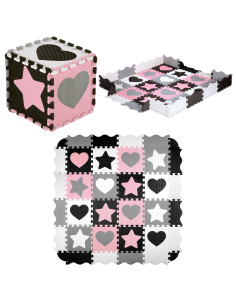 ДЕТСКИ ПЪЗЕЛ ПЪЗЕЛ РОЗОВИ СЪРЦА 36 ЧАСТИ 140×140 СМ NILS FUN 2