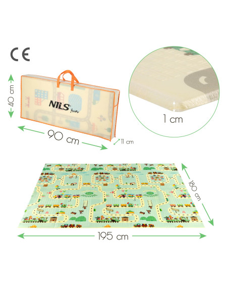 Детска постелка сгъваема град 195х180см Nils Fun