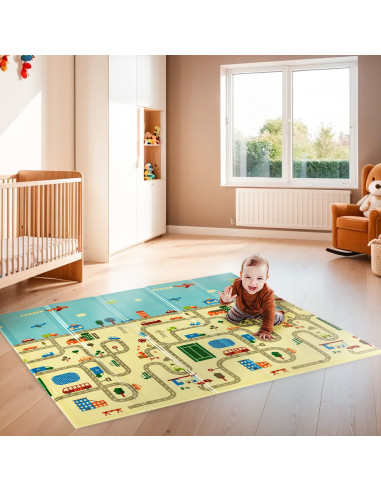 Детска постелка сгъваема град 195х180см Nils Fun