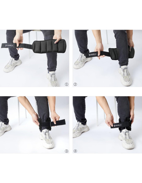 Регулируеми маншети за тежести на глезените и китките 2 x 2 kg HMS