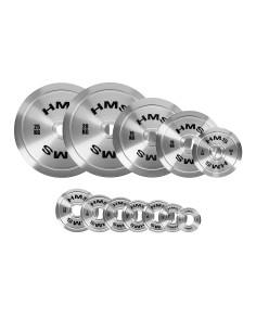 Комплект калибрирани олимпийски стоманени тежести 2 x 0,25–25 kg (168 kg) HMS