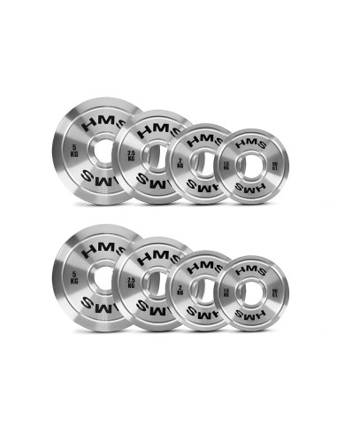 Комплект калибрирани олимпийски стоманени тежести 2 x 1,5–5,0 kg (22 kg) HMS