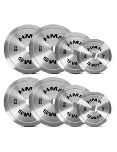 Комплект калибрирани олимпийски стоманени тежести 2 x 10–25 kg (140 kg) HMS