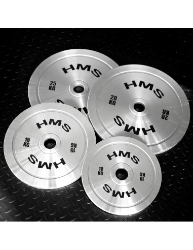 Комплект калибрирани олимпийски стоманени тежести 2 x 10–25 kg (140 kg) HMS