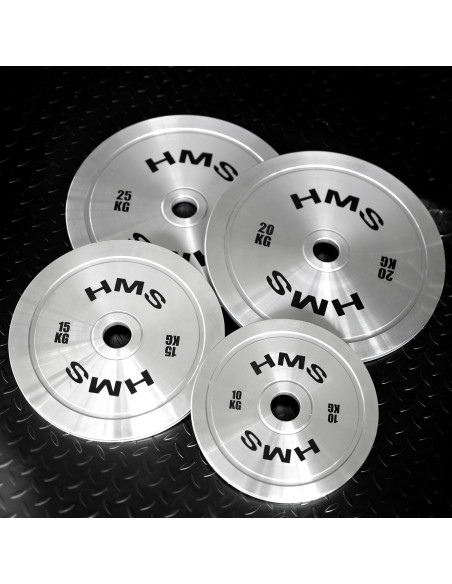 Комплект калибрирани олимпийски стоманени тежести 2 x 10–25 kg (140 kg) HMS