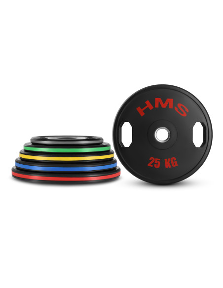Комплект гумирани олимпийски табели за тежести 2 x 5–25 kg (150 kg) HMS