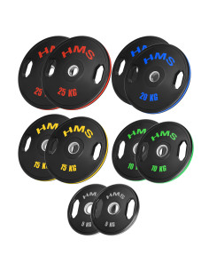 Комплект гумирани олимпийски табели за тежести 2 x 5–25 kg (150 kg) HMS 2