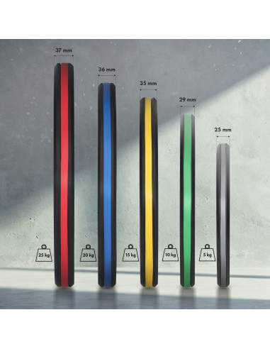 Комплект гумирани олимпийски табели за тежести 2 x 5–25 kg (150 kg) HMS