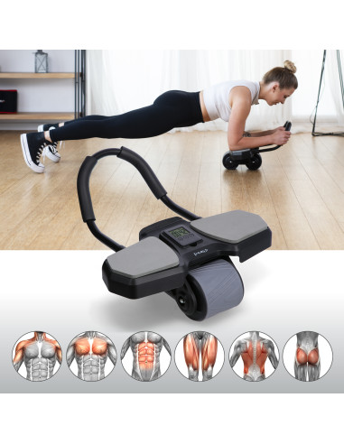 ЧЕРЕН АВТОМАТИЧЕН РОЛЕР ЗА КОРЕМ С ОПОРА ЗА ТРЕНИРОВКА НА КОРЕМНИ МУСКУЛИ HMS