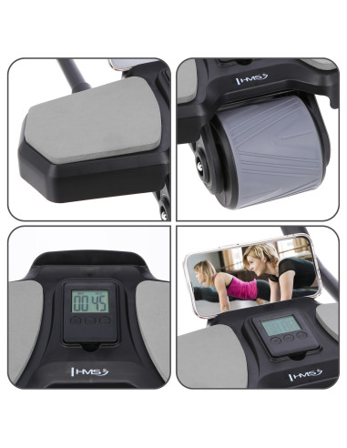 ЧЕРЕН АВТОМАТИЧЕН РОЛЕР ЗА КОРЕМ С ОПОРА ЗА ТРЕНИРОВКА НА КОРЕМНИ МУСКУЛИ HMS