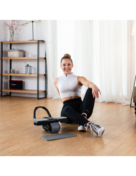 ЧЕРЕН АВТОМАТИЧЕН РОЛЕР ЗА КОРЕМ С ОПОРА ЗА ТРЕНИРОВКА НА КОРЕМНИ МУСКУЛИ HMS