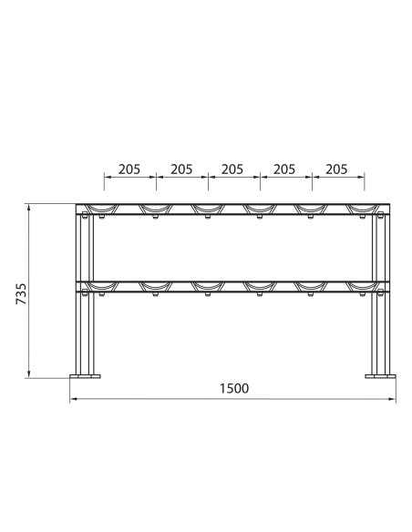 ДВУРЕДНА СТОЙКА ЗА ЩАНГИ ЗА 6 ДВОЙКИ КОМЕРСИАЛНА HMS