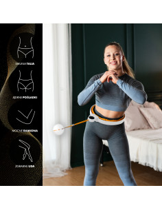 HULA HOOP БЯЛ/ПОРТОКАЛОВ С МАГНИТИ, TPE NOBS, ТЕГЛО И БРОЯЧ HMS