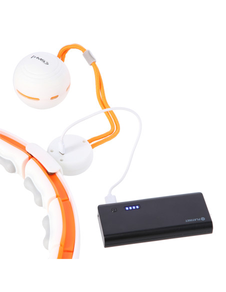 HULA HOOP БЯЛ/ПОРТОКАЛОВ С МАГНИТИ, TPE NOBS, ТЕГЛО И БРОЯЧ HMS