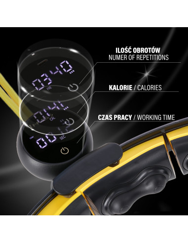 HULA HOOP ЧЕРЕН/ЖЪЛТ С МАГНИТИ, TPE NOBS, ТЕГЛО И БРОЯЧ HMS