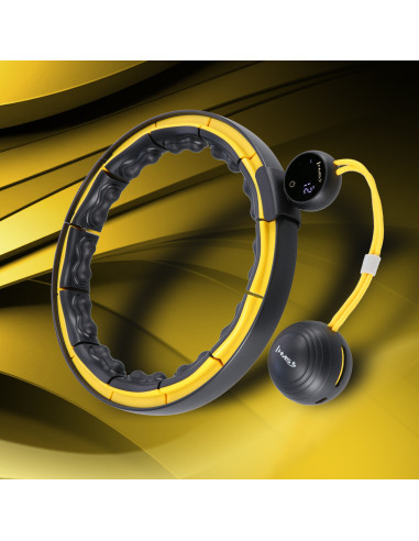 HULA HOOP ЧЕРЕН/ЖЪЛТ С МАГНИТИ, TPE NOBS, ТЕГЛО И БРОЯЧ HMS