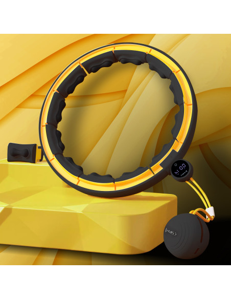 HULA HOOP ЧЕРЕН/ЖЪЛТ С МАГНИТИ, TPE NOBS, ТЕГЛО И БРОЯЧ HMS