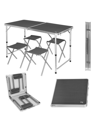 КОМПЛЕКТ МАСА И СТОЛОВЕ ТЪМНО СИВ NILS CAMP