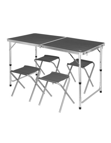 КОМПЛЕКТ МАСА И СТОЛОВЕ ТЪМНО СИВ NILS CAMP