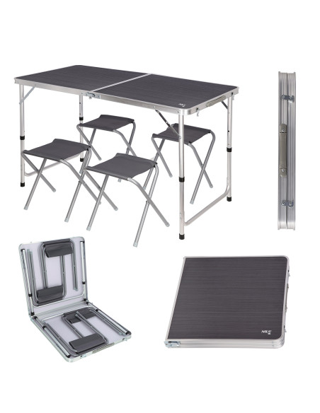 КОМПЛЕКТ МАСА И СТОЛОВЕ ТЪМНО СИВ NILS CAMP