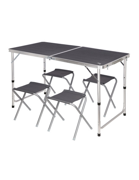КОМПЛЕКТ МАСА И СТОЛОВЕ ТЪМНО СИВ NILS CAMP