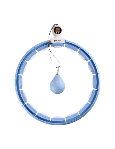 HULA HOOP MAGNETIC BLUE HHM15 С ТЕЖЕСТ + БРОЯЧ HMS + ОПОРА ЗА ТАЛИЯ BR163 ЧЕРЕН ПЛЮЗ РАЗМЕР