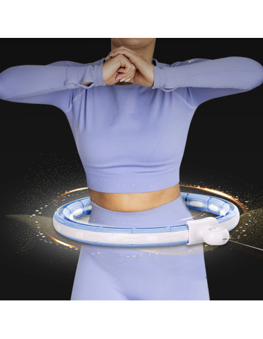 HULA HOOP MAGNETIC BLUE HHM15 С ТЕЖЕСТ + БРОЯЧ HMS + ОПОРА ЗА ТАЛИЯ BR163 ЧЕРЕН ПЛЮЗ РАЗМЕР