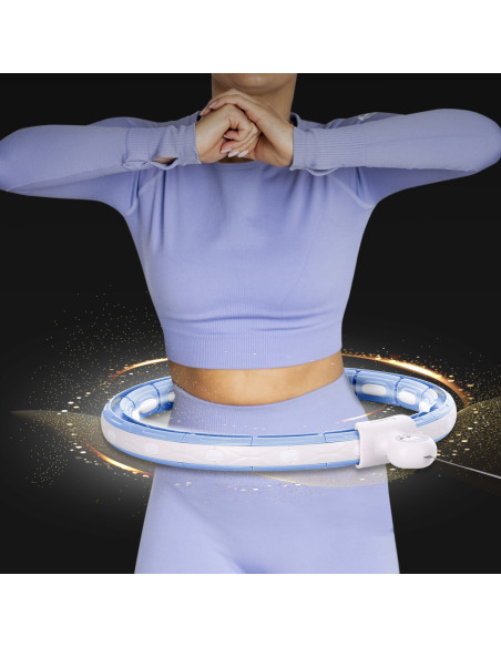 HULA HOOP MAGNETIC BLUE HHM15 С ТЕЖЕСТ + БРОЯЧ HMS + ОПОРА ЗА ТАЛИЯ BR163 ЧЕРЕН ПЛЮЗ РАЗМЕР