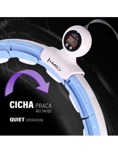 HULA HOOP MAGNETIC BLUE HHM15 С ТЕЖЕСТ + БРОЯЧ HMS + ОПОРА ЗА ТАЛИЯ BR163 ЧЕРЕН ПЛЮЗ РАЗМЕР