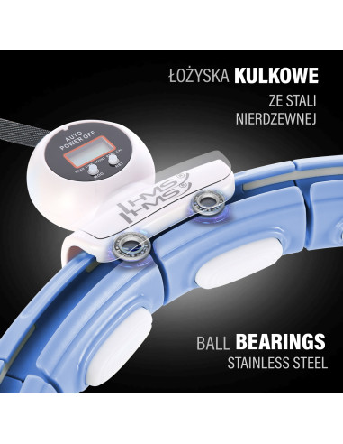 HULA HOOP MAGNETIC BLUE HHM15 С ТЕЖЕСТ + БРОЯЧ HMS + ОПОРА ЗА ТАЛИЯ BR163 ЧЕРЕН ПЛЮЗ РАЗМЕР