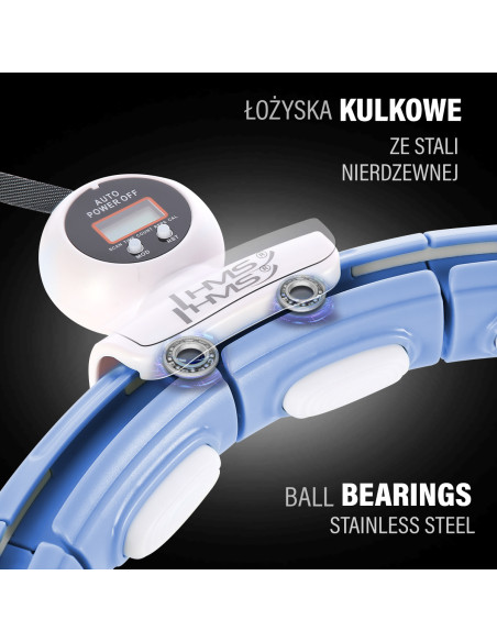 HULA HOOP MAGNETIC BLUE HHM15 С ТЕЖЕСТ + БРОЯЧ HMS + ОПОРА ЗА ТАЛИЯ BR163 ЧЕРЕН ПЛЮЗ РАЗМЕР