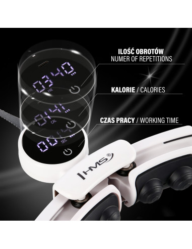 HULA HOOP МАГНИТЕН БЯЛ HHM16 С ТЕЖЕСТ + БРОЯЧ HMS + ОПОРА ЗА ТАЛИЯ BR163 ЧЕРЕН ПЛЮЗ РАЗМЕР