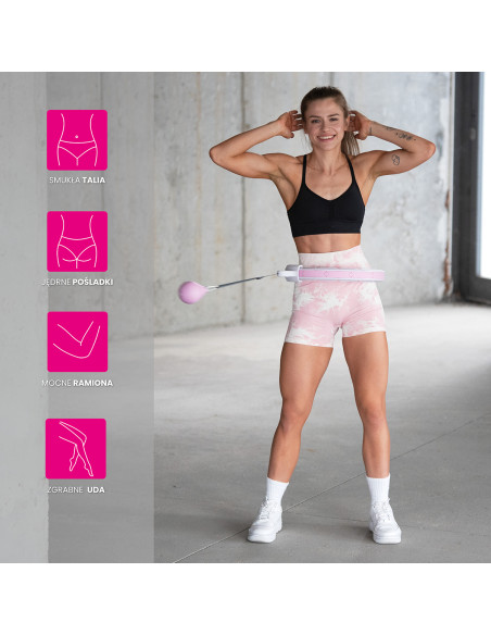 HULA HOOP HHW06 РОЗОВ С ГРАВИТАЦИОННА ТОПКА И БРОЯЧ HMS + ОПОРА ЗА ТАЛИЯ BR163 ЧЕРЕН ПЛЮЗ РАЗМЕР