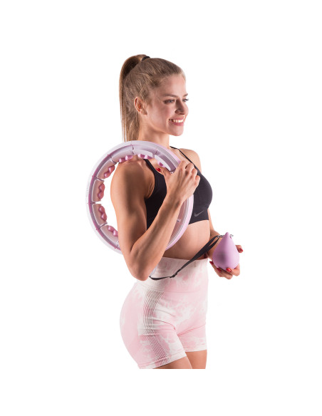 HULA HOOP HHW06 РОЗОВ С ГРАВИТАЦИОННА ТОПКА И БРОЯЧ HMS + ОПОРА ЗА ТАЛИЯ BR163 ЧЕРЕН ПЛЮЗ РАЗМЕР