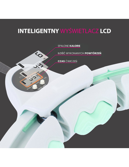 HULA HOOP HHW06 ЗЕЛЕН С ГРАВИТАЦИОННА ТОПКА И БРОЯЧ HMS + ОПОРА ЗА ТАЛИЯ BR163 ЧЕРЕН ПЛЮЗ РАЗМЕР