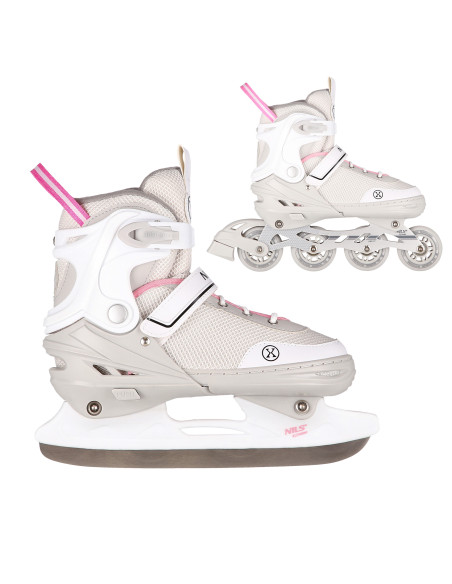 2-В-1 СИВО-РОЗОВ РАЗМЕР S(29-33) КЪНКИ СЪС СМЕНЯЕМО ХОКЕЙНО ОСТРИЕ NILS EXTREME