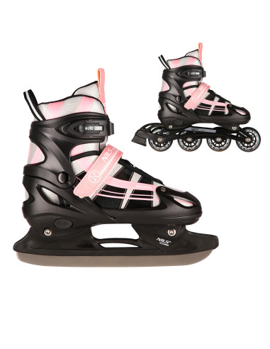 РОЗОВО-БЕЛИ РОЗОВО-БЕЛИ КЪНКИ 2 В 1 РАЗМЕР M (35-38) СЪС СМЕНЯЕМО ХОКЕЙНО ОСТРИЕ NILS EXTREME