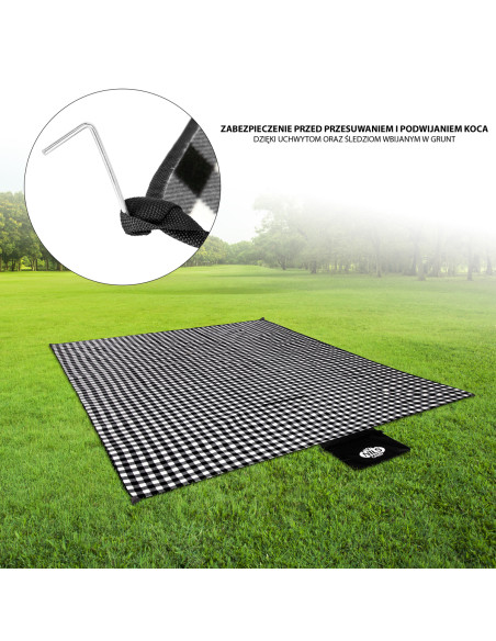 ОДЕЯЛО ЗА ПИКНИК БЯЛО-ЧЕРНО 300x200 СМ PE + ALU NILS CAMP