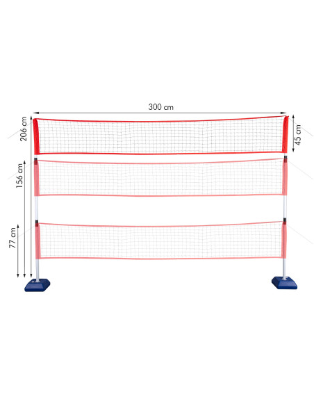 МРЕЖА С КОМПЛЕКТ ЗА ТЕНИС, БАДМИНТОН, ВОЛЕЙБОЛ NILS