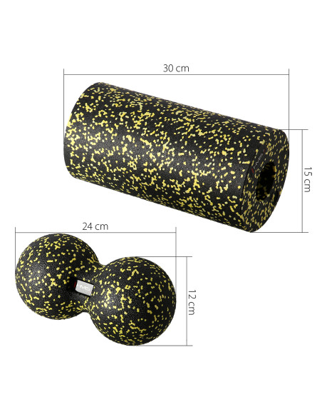ЧЕРНО-ЖЪЛТ КОМПЛЕКТ ЗА МАСАЖ ФИТНЕС РОЛЕРИ / МАСАЖНИ ТОПКИ (4 бр.) HMS