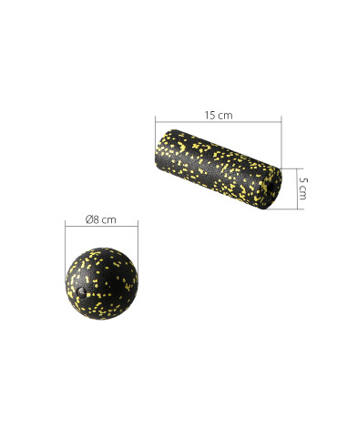 ЧЕРНО-ЖЪЛТ КОМПЛЕКТ ЗА МАСАЖ ФИТНЕС РОЛЕРИ / МАСАЖНИ ТОПКИ (4 бр.) HMS