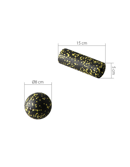 ЧЕРНО-ЖЪЛТ КОМПЛЕКТ ЗА МАСАЖ ФИТНЕС РОЛЕРИ / МАСАЖНИ ТОПКИ (4 бр.) HMS