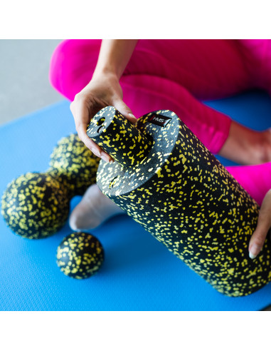 ЧЕРНО-ЖЪЛТ КОМПЛЕКТ ЗА МАСАЖ ФИТНЕС РОЛЕРИ / МАСАЖНИ ТОПКИ (4 бр.) HMS