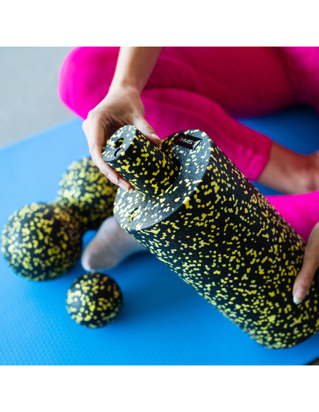 ЧЕРНО-ЖЪЛТ КОМПЛЕКТ ЗА МАСАЖ ФИТНЕС РОЛЕРИ / МАСАЖНИ ТОПКИ (4 бр.) HMS