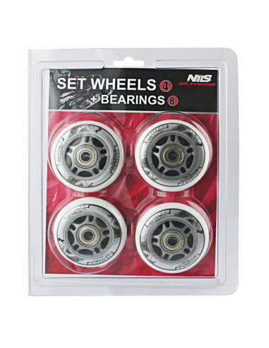 70x24 82A БЯЛО (4 бр.) + ABEC-7 (8 бр.) КОМПЛЕКТ NILS EXTREME